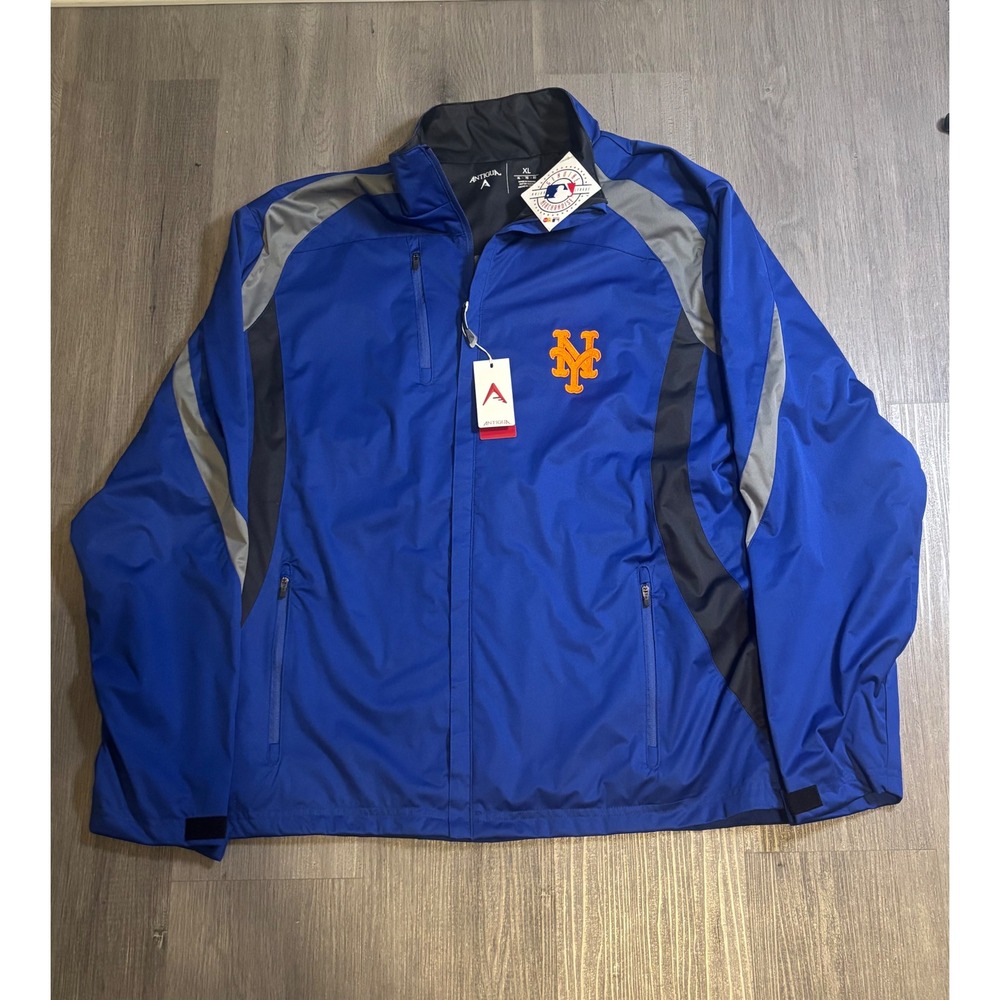 NWT Antigua New York Mets Jacket Mens XL Blue MLB Full Zip Windbreaker